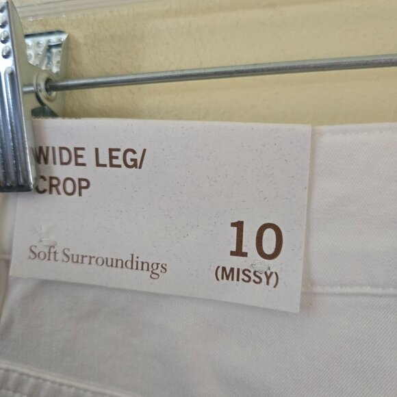 Soft Surroundings NWT White Wide Leg Crop Crochet Lace Hem Pants Size 10(Missy) - Picture 8 of 11